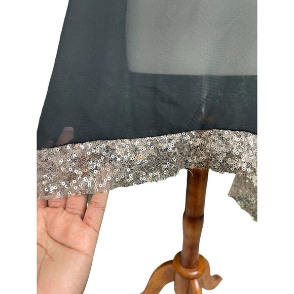 PEARL Black Sheer Tank Tunic Long with Gold Sequins Size Large NEW with TAGS - Picture 6 of 11